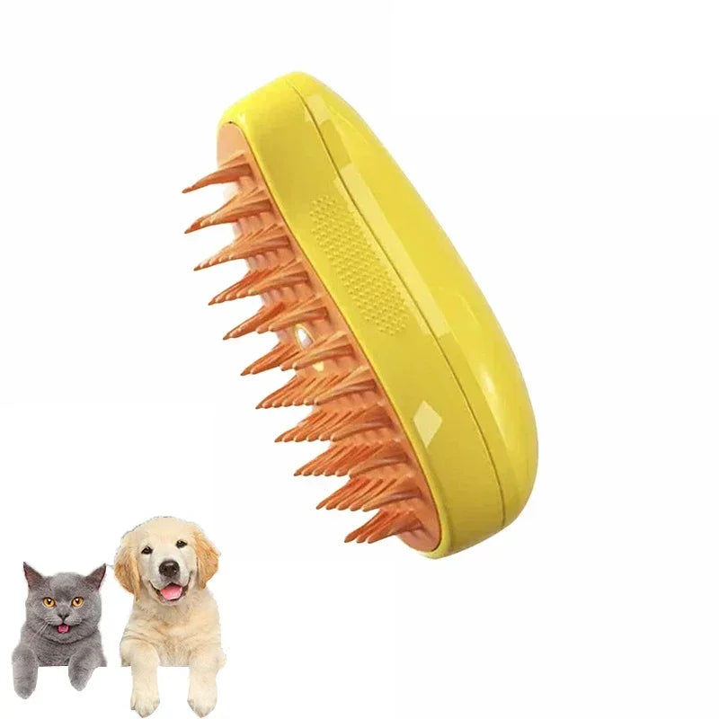 SLICKPET 3-in-1 Self-Cleaning Electric Pet Grooming Brush for Dogs and Cats - Steamy Brush for Removing Tangled and Loose Hair