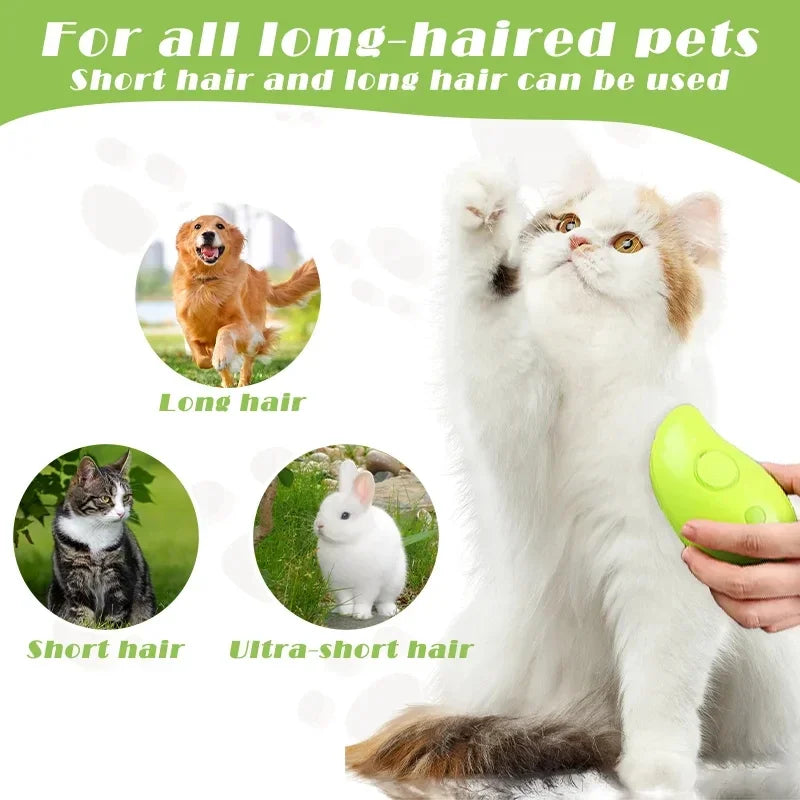 SLICKPET 3-in-1 Self-Cleaning Electric Pet Grooming Brush for Dogs and Cats - Steamy Brush for Removing Tangled and Loose Hair